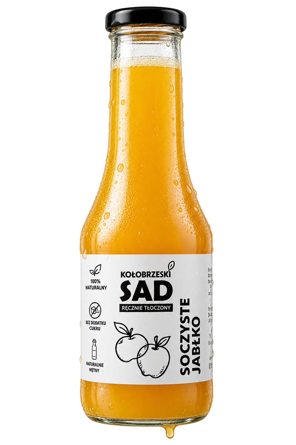 Flasche Kołobrzeski Sad Saftiger Apfel – gepresster Apfelsaft